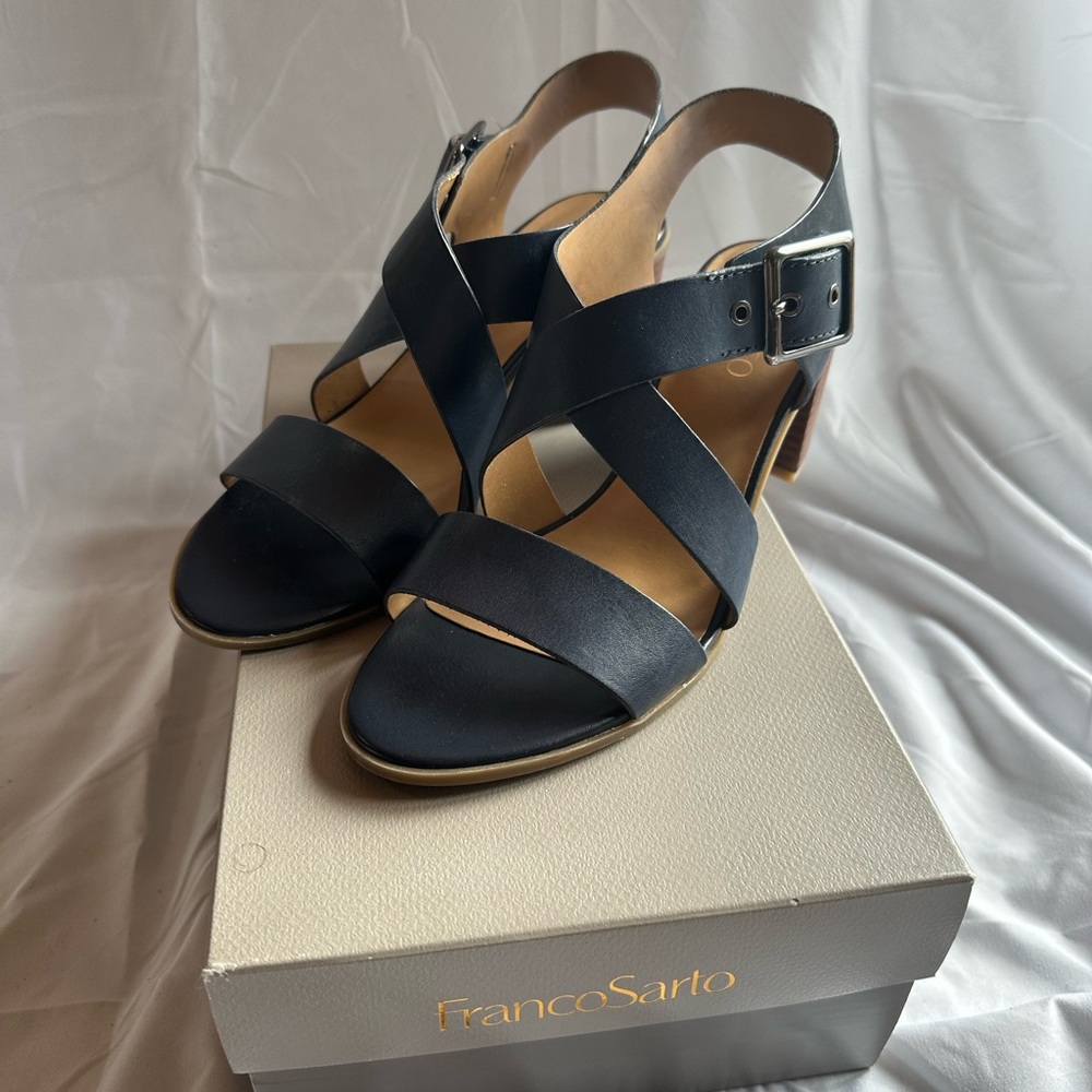 Franco Sarto Helga Navy Block Heel Sandal